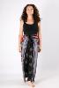 Pantalon fendu fluide noir à motif oriental style hippie chic