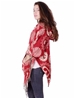 Poncho rouge à capuche en laine à motif Ohm