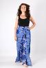 Pantalon fendu fluide bleu à motif oriental style hippie chic