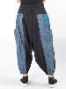 Pantalon bouffant noir et bleu motif style 70's