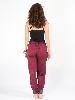 Pantalon bordeaux coton brodé motif népalais