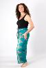 Pantalon fendu fluide vert à motif oriental style hippie chic