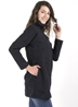 Manteau long noir en coton doublé polaire pour l'hiver