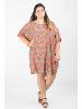 Robe poncho grande taille ample motif coloré paisley rouge