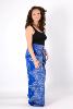 Pantalon fendu fluide bleu à motif oriental style hippie chic