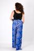 Pantalon fendu fluide bleu à motif oriental style hippie chic