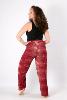 Pantalon fendu fluide bordeaux à motif oriental style hippie chic