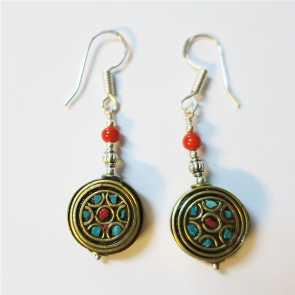 Boucles d'oreilles traditionnelles népalaises mandala