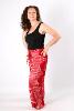 Pantalon fendu fluide rouge à motif oriental style hippie chic