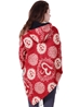 Poncho rouge à capuche en laine à motif Ohm