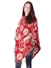 Poncho rouge à capuche en laine à motif Ohm