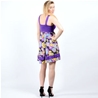 Robe violette au style pin-up à motif de grande fleur dahlia 