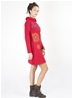 Robe rouge avec manches motif paisley et mandala