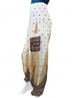 Pantalon bouffant blanc motif plume paisley