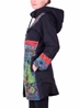 Manteau à capuche à broderie multicolore et patchwork