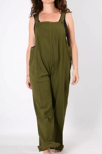 Salopette  oversize originale colorée vert kaki workwear