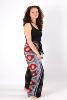 Pantalon fendu fluide noir à motif oriental style hippie chic